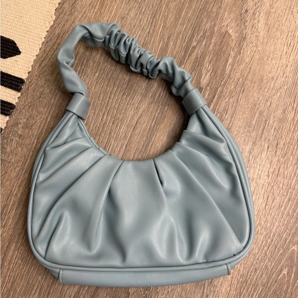 Olivia & Kate Light Blue Faux Leather Mini Shoulder Bag - Picture 2 of 10